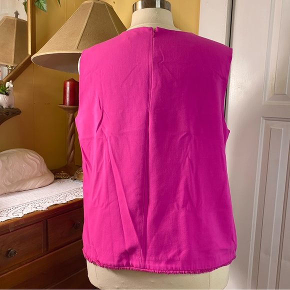 VICTORIA BECKHAM FOR TARGET Size 3X Hot Pink Lined Shell Tank Top Fringe Trim - Picture 4 of 7